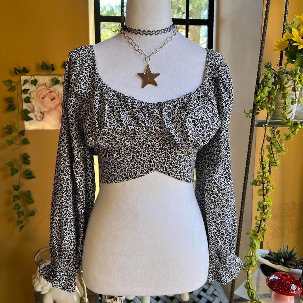 cropped floral blouse coquette vintage
